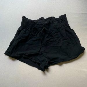 SHEIN Black Drawstring Paperbag Waist Shorts